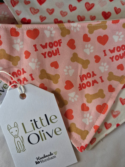 Little Olive Bandanas-I woof You Valentine's Edition